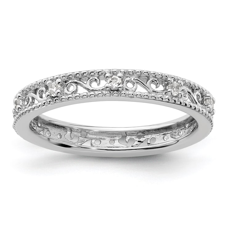 Sterling Silver Stackable Expressions White Topaz Ring 0.19ctw