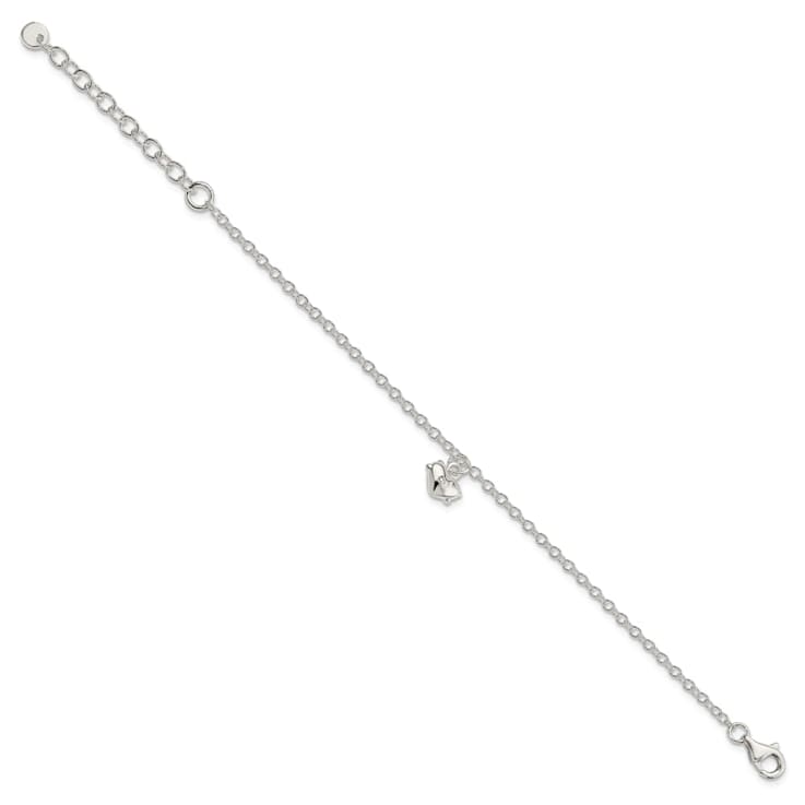 Sterling Silver Heart with 1.5-inch Extension Children's Bracelet