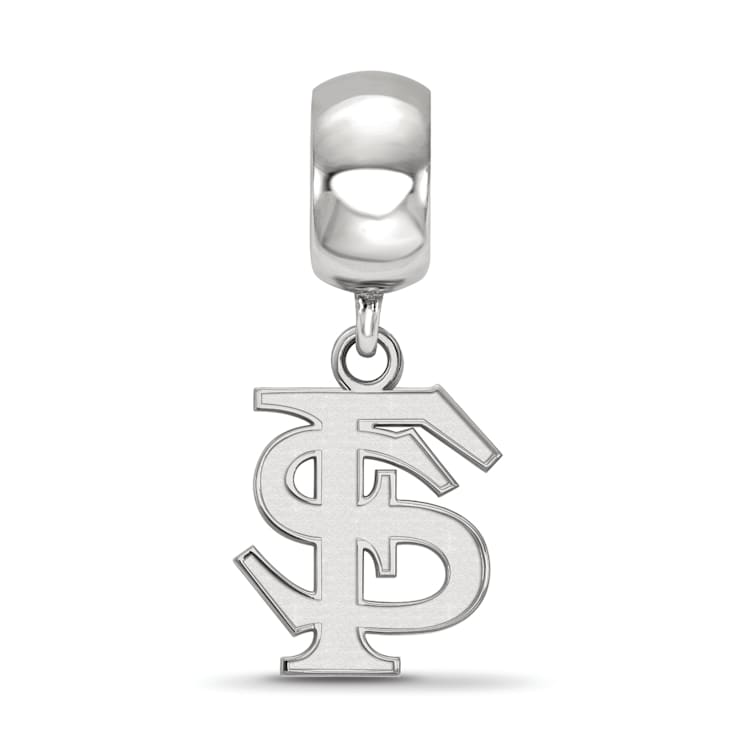 Sterling Silver Rhodium-plated LogoArt Florida State University Small
Dangle Bead