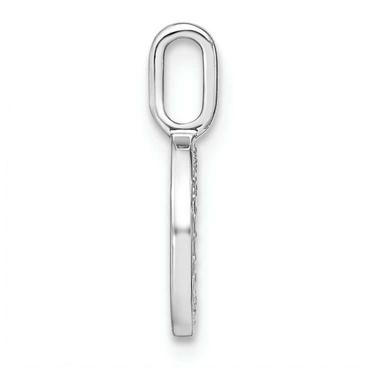 14K White Gold Diamond Lower Case Letter O Initial Pendant