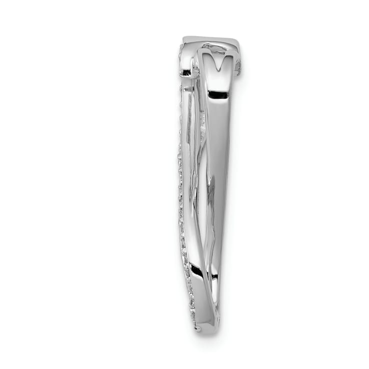 Rhodium Over 14K White Gold Diamond Freeform Heart Infinity Chain Slide Pendant