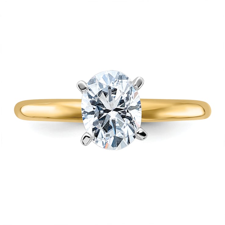 14K Yellow Gold With White Gold Accents 1 1/2 ct. G H I True Light Oval
Moissanite Solitaire Ring