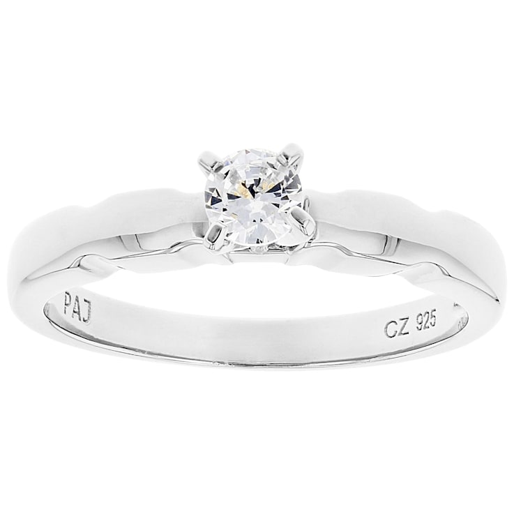 CZ Solitaire Ring In Sterling Silver 0.40ctw