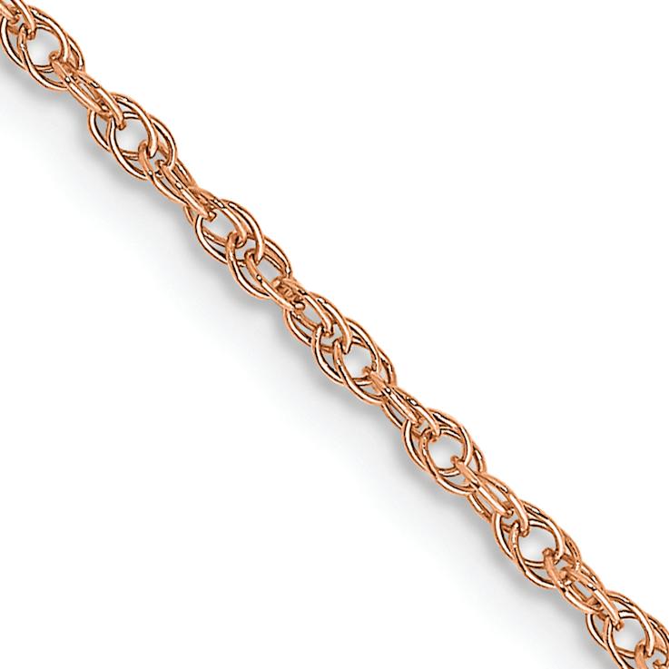 14k Rose Gold 1.15mm Solid Baby Rope 24 Inch Chain