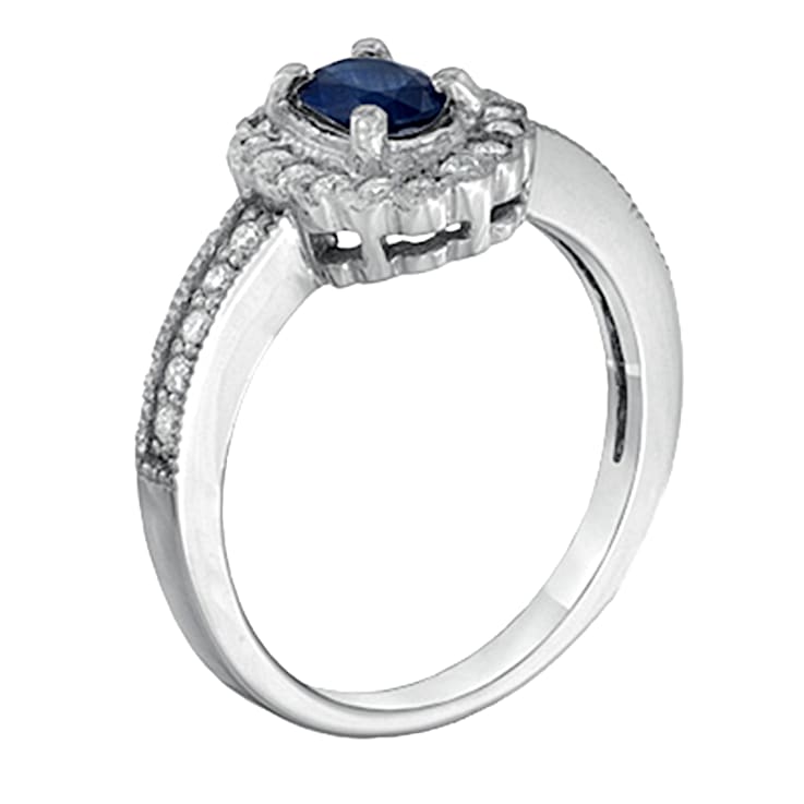 0.75ctw Sapphire and Diamond Ring in 14k White Gold