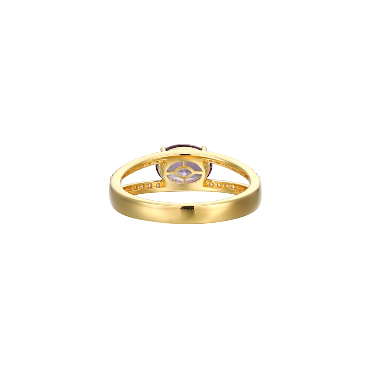 Lab Created Alexandrite And White Cubic Zirconia 18K Gold Over Sterling
Silver Ring 1.66ctw