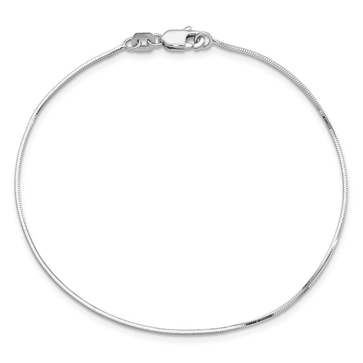 Rhodium Over 14k White Gold Octagonal Snake Link Bracelet