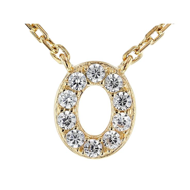 CZ Initial O Station Necklace In 18K Gold Over Sterling Silver 0.15ctw