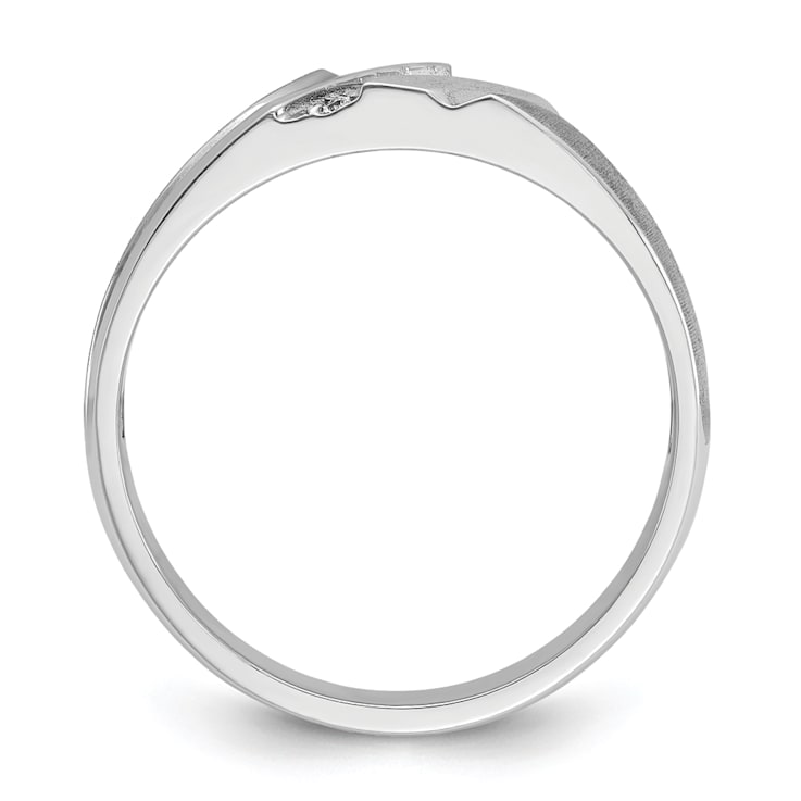 Rhodium Over 10K White Gold Men's Polished, Satin and Grooved 5-Stone
Diamond Ring 0.06ctw