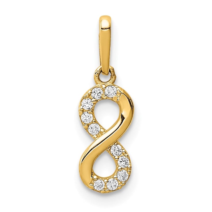 14K Yellow Gold Cubic Zirconia Infinity Symbol Pendant