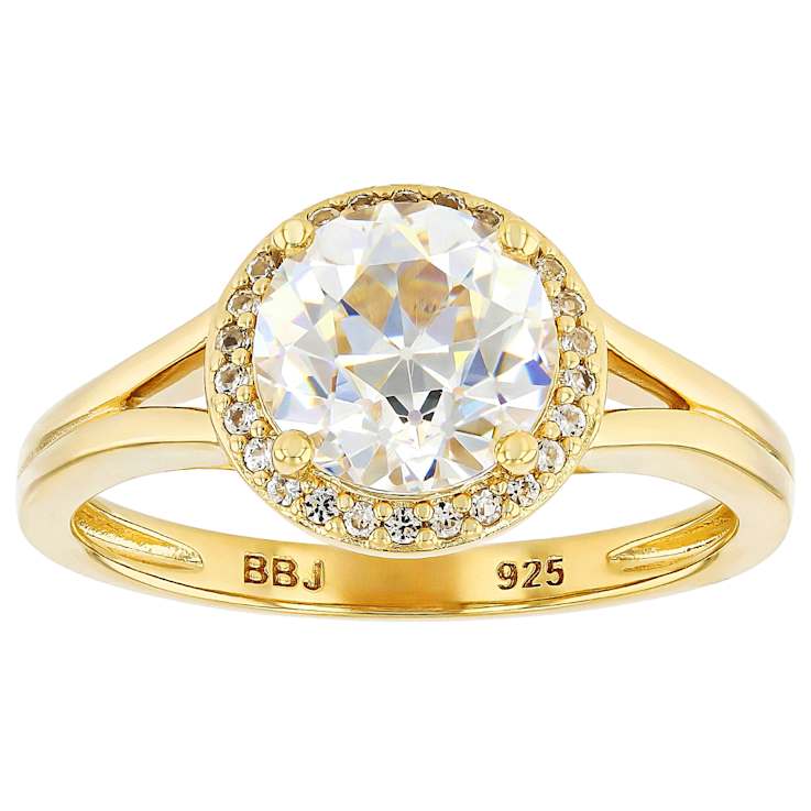 Diamond Simulant Old European Cut And Lab White Sapphire Ring In 18K
Gold Over Sterling Silver 2.75ctw