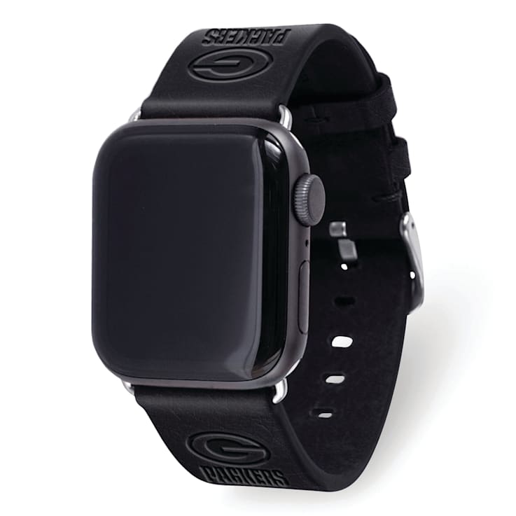 Gametime Green Bay Packers Leather Band fits Apple Watch (38/40mm S/M
Black). Watch not included.