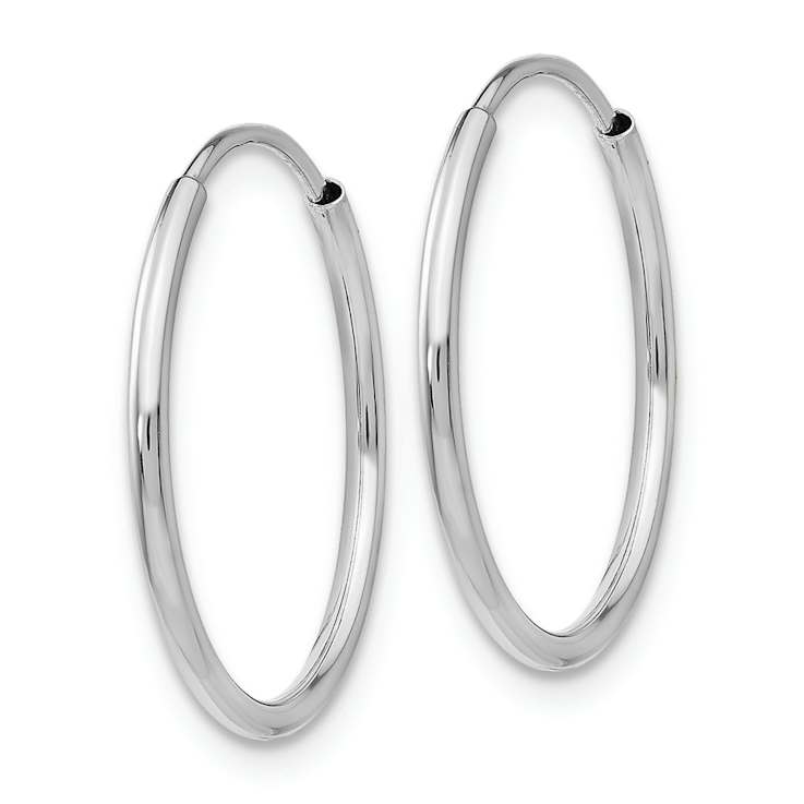 Rhodium Over 14k White Gold Polished 13/16" Endless Tube Hoop Earrings
