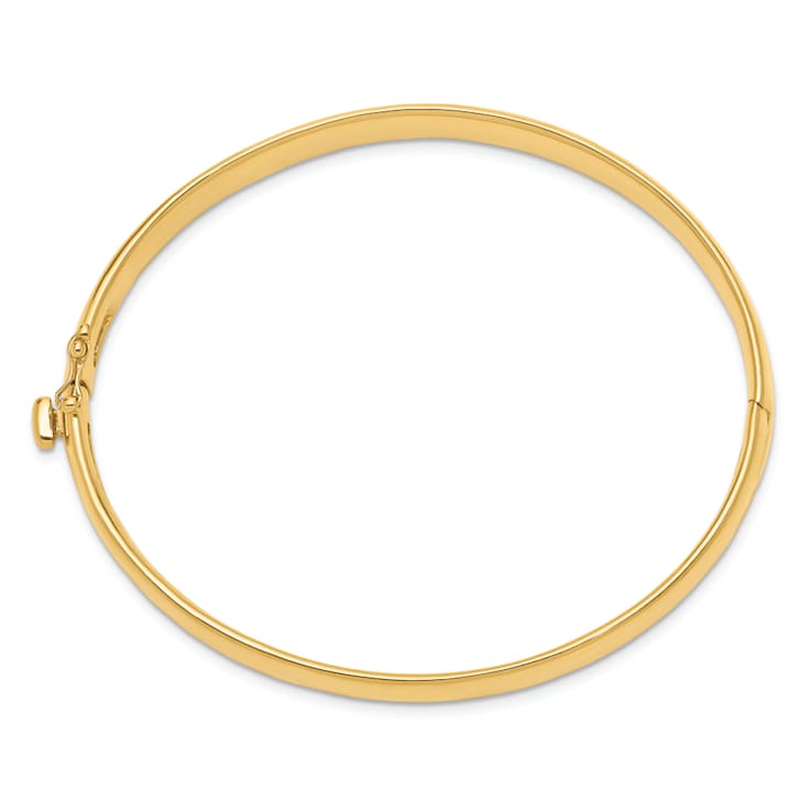 14k Yellow Gold 6.4mm Polished Solid Hinged Bangle