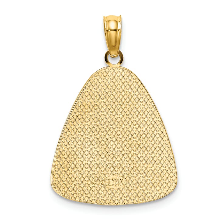 14k Two-tone Gold Angel Praying with Halo On Triangle Disc Pendant