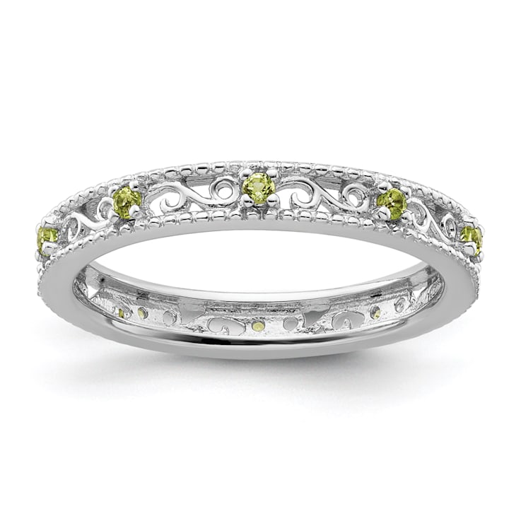 Sterling Silver Stackable Expressions Peridot Ring 0.16ctw