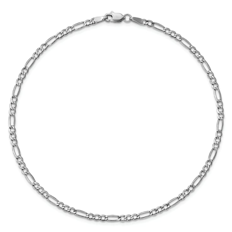 Rhodium Over 14k White Gold 2.5mm Figaro Link Bracelet, 7 Inches