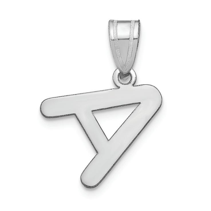 Rhodium Over 14k White Gold Polished Bubble Letter A Initial Pendant