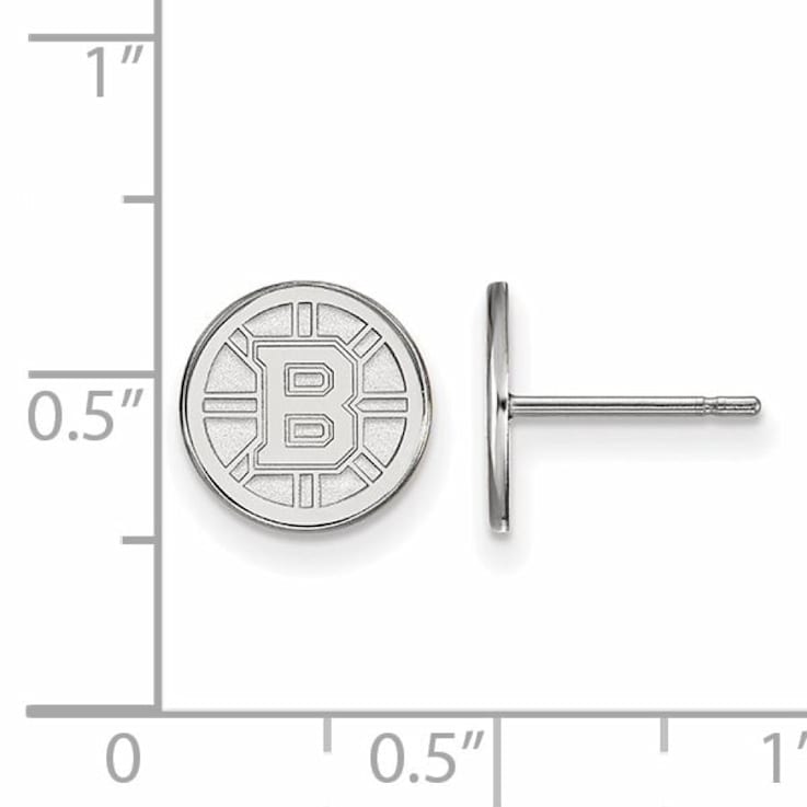 Rhodium Over Sterling Silver NHL Boston Bruins LogoArt Extra Small Post Earrings