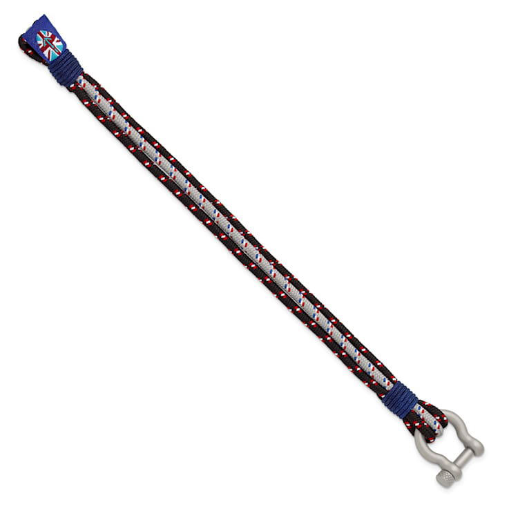 Blue Paracord and Stainless Steel with Multi-Strand 8.5-inch Bracelet
