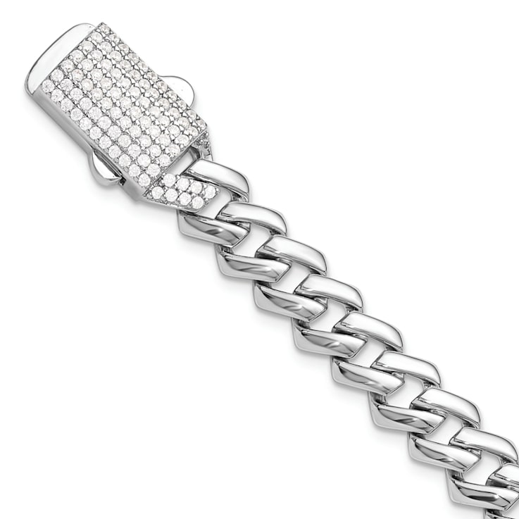 Rhodium Over Sterling Silver Monaco Link Cubic Zirconia Pavé Clasp
7.5-inch Bracelet