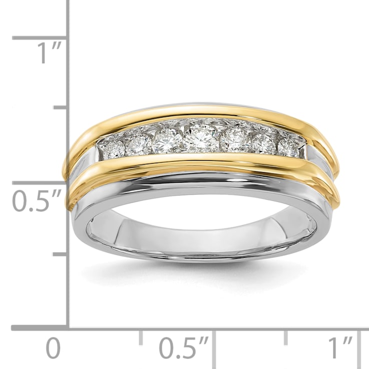 10K Two-tone Yellow and White Gold Lab Grown Diamond Men's Band