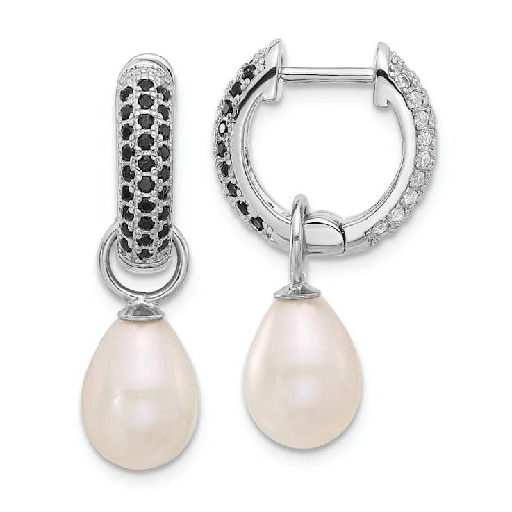 Rhodium Over Sterling Silver 7-8mm FWC Pearl/Cubic Zirconia
Interchangeable Earrings Set
