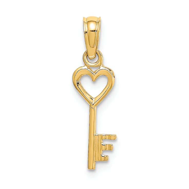 10K Yellow Gold Key with Heart Charm