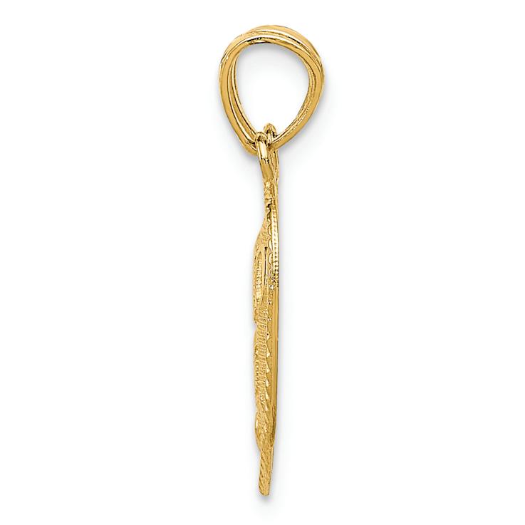 14k Yellow Gold Break-Apart Diamond-Cut TE AMO Heart Pendant