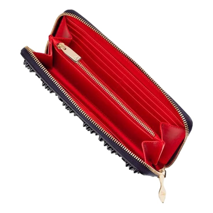 Christian Louboutin Panettone Studded Blue Leather Zip Christian Louboutin Panettone Studded Blue Leather Zip