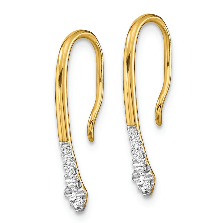 14K Yellow Gold Lab Grown Diamond Drop Wire Earrings