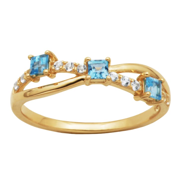 Swiss Blue Topaz 10k Yellow Gold Ring