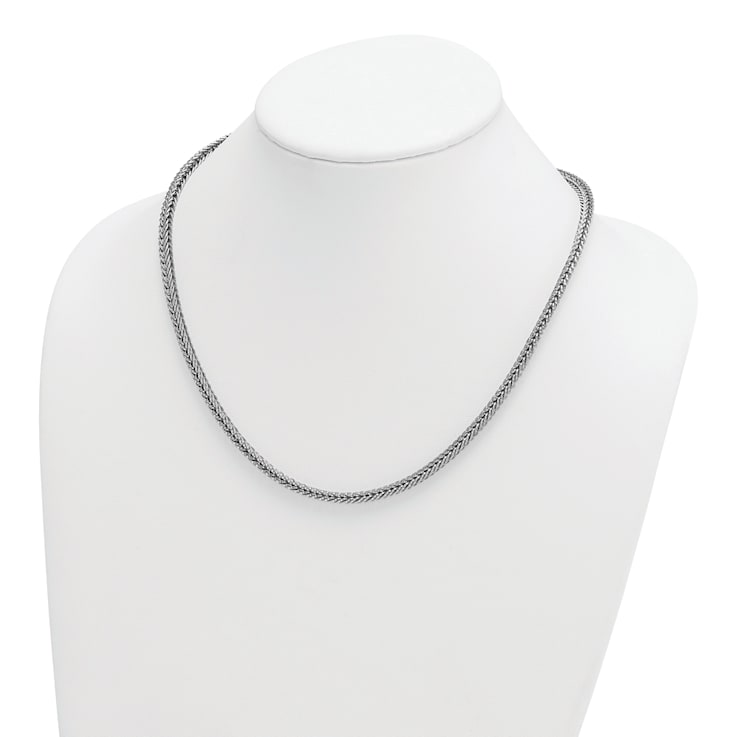 Rhodium Over Sterling Silver Polished 4.0mm Franco 16 Inch Chain