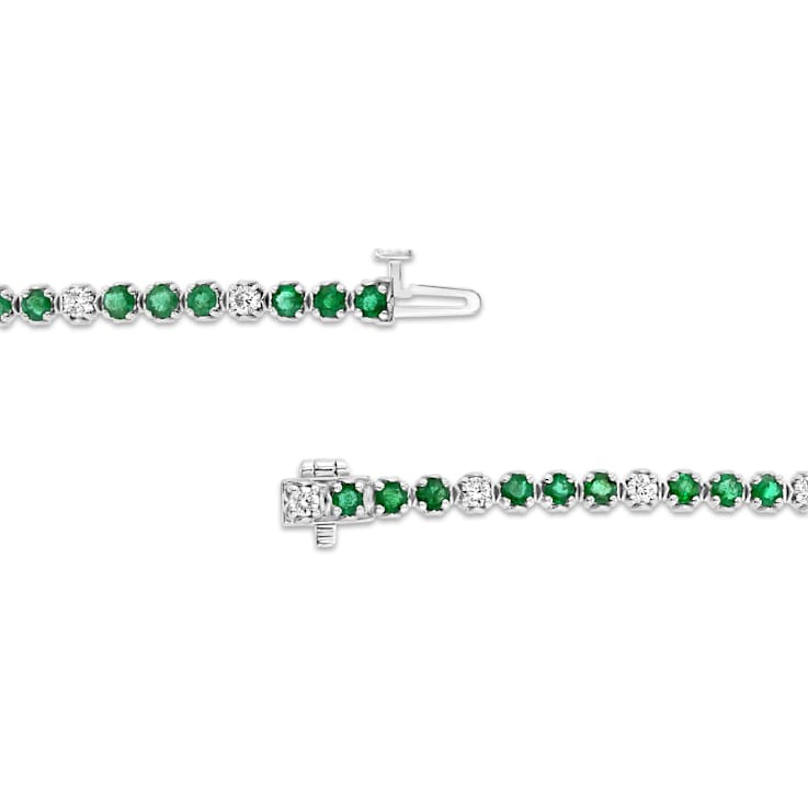 3.09ctw Emerald and Diamond Bracelet in 14k White Gold