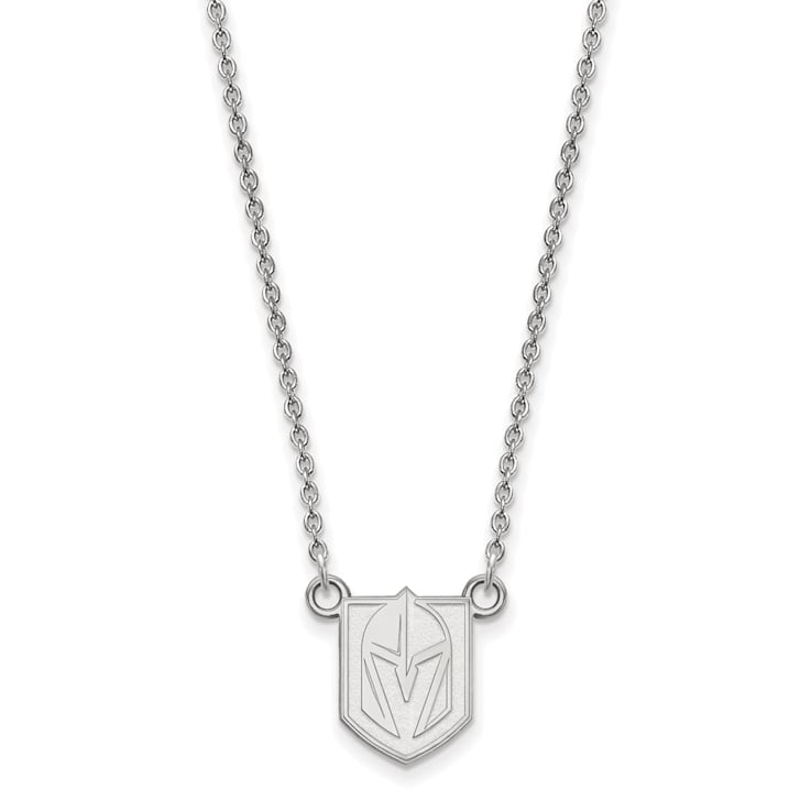 Rhodium Over Sterling Silver NHL LogoArt NHL Vegas Golden Knights Necklace