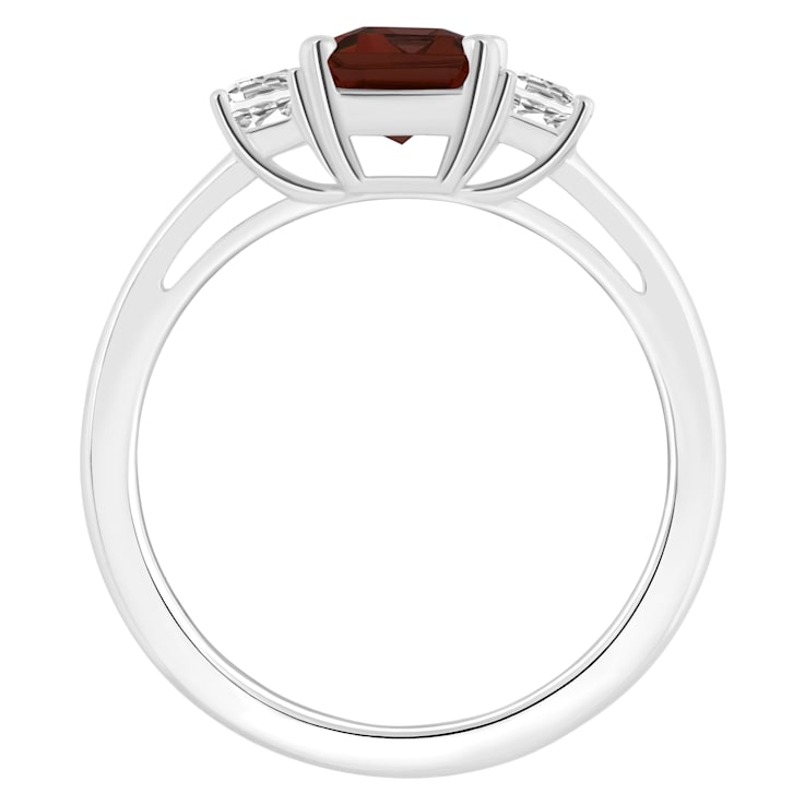 8x6mm Emerald Cut Garnet And White Topaz Rhodium Over Sterling Silver
3-Stone Ring