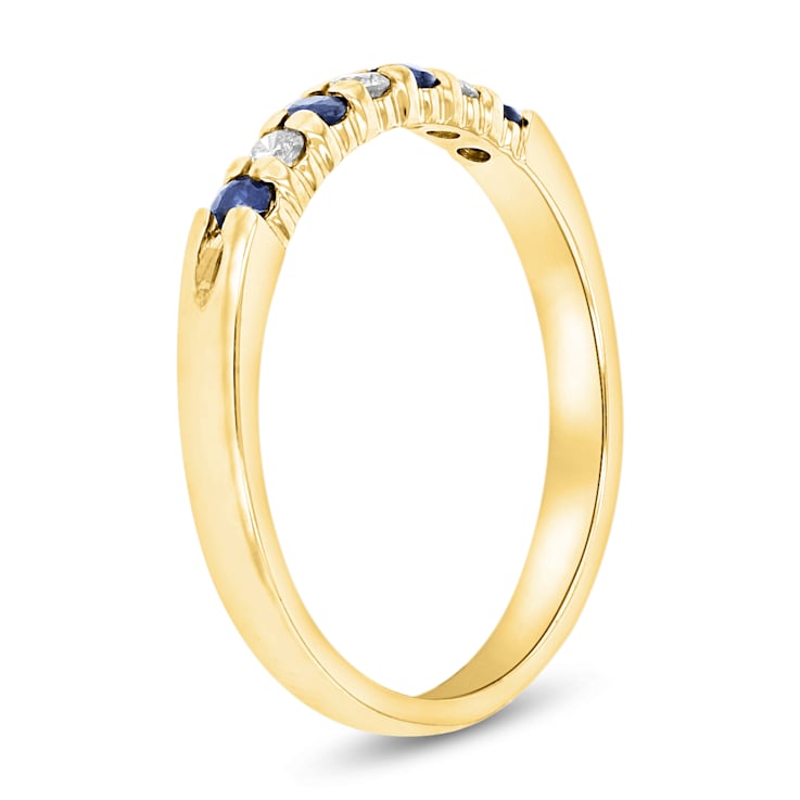 0.25ctw Sapphire and Diamond Wedding Band Ring in 14k White Gold
