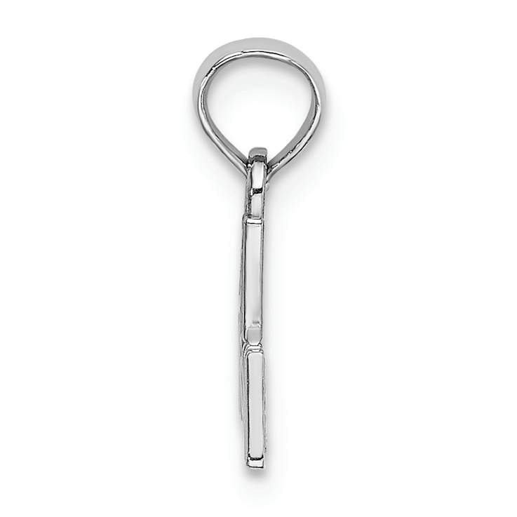 Rhodium Over 14k White Gold Textured Number 1 MOM Charm