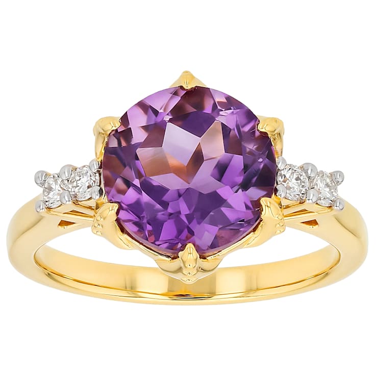 Amethyst And Lab-Grown Diamond Ring In 18K Gold Over Sterling Silver 3.05ctw