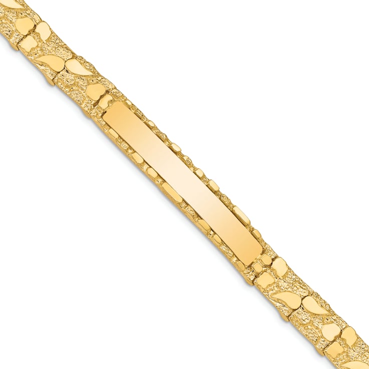 14k Yellow Gold Textured Nugget ID Bracelet