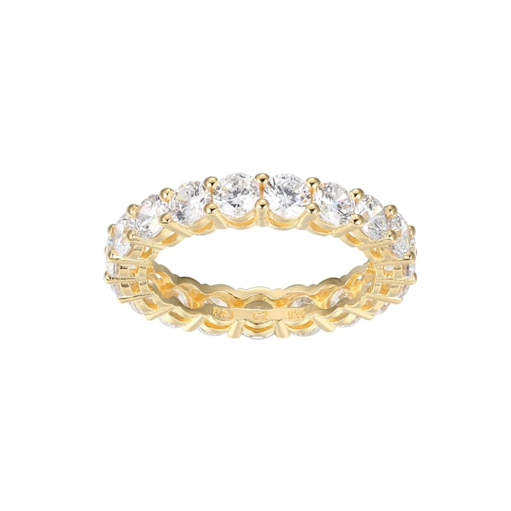 White Cubic Zirconia 18K Yellow Gold Over  Sterling Silver Ring 5.05ctw