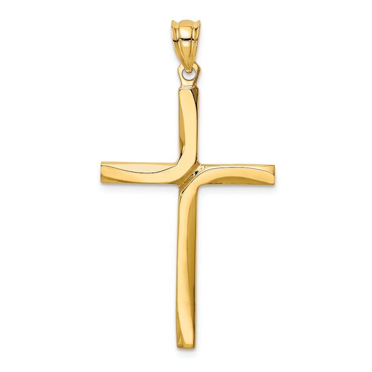 14k Yellow Gold Polished Cross Pendant