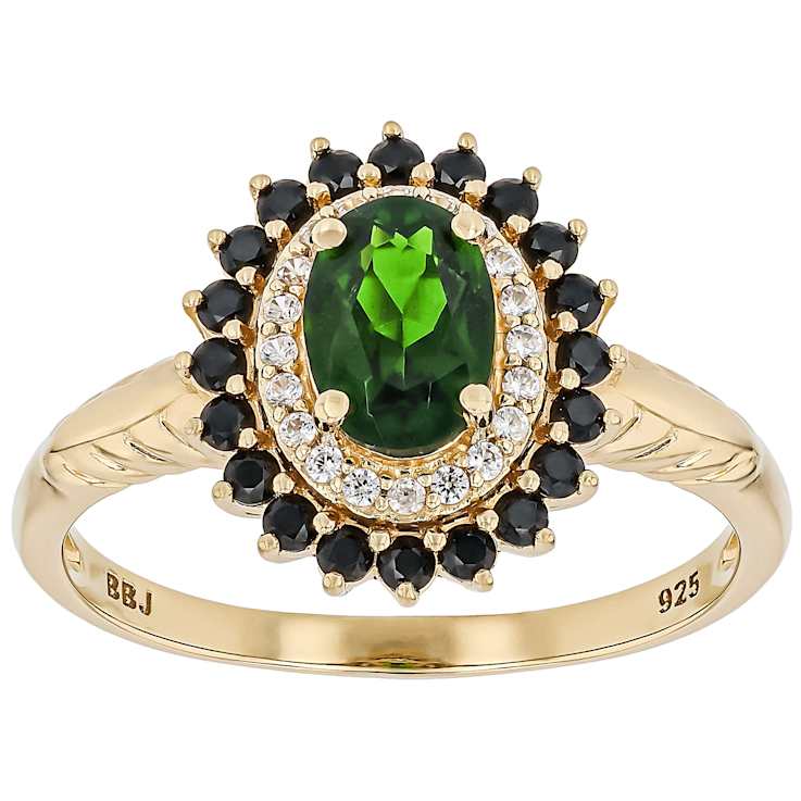 Chrome Diopside, Black Spinel And White Zircon Ring In 18K Gold Over
Sterling Silver 1.24ctw