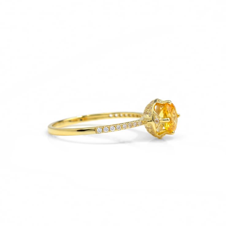 Yellow Citrine and White Topaz 14K Yellow Gold Over Sterling Silver Ring