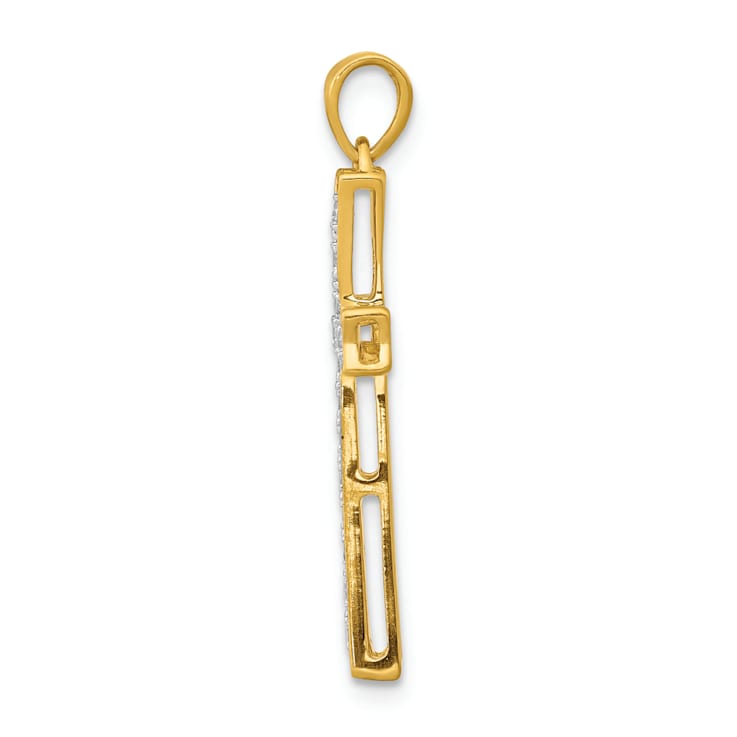14K Two-tone Gold Diamond Cross Pendant