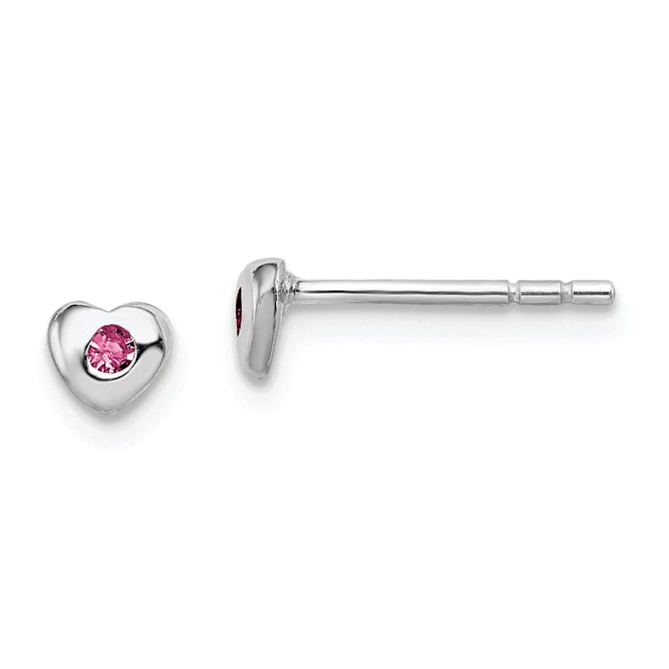 Rhodium Over Sterling Silver June Preciosa Crystal Heart Earrings