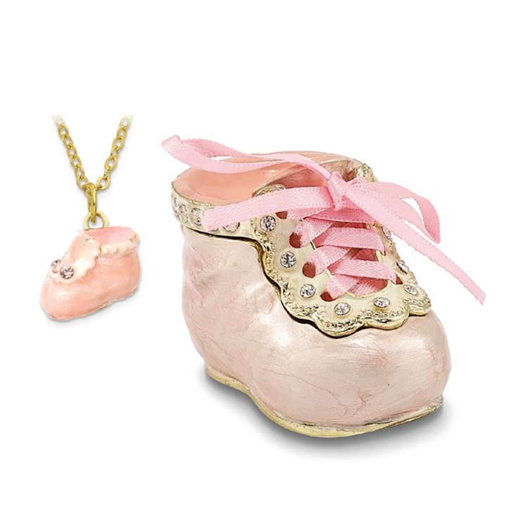 IT'S A GIRL Pink Baby Bootie Trinket Box
