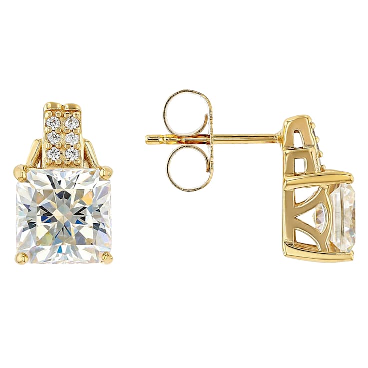 Diamond Simulant Square Octagonal Stud Earrings In 18K Gold Over
Sterling Silver 5.22ctw