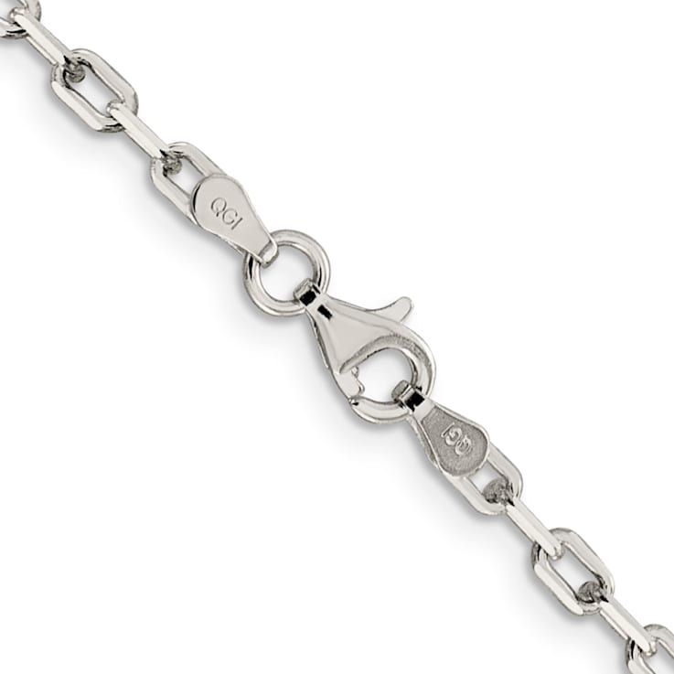 Sterling Silver 2.75mm Elongated Open Link Chain Bracelet