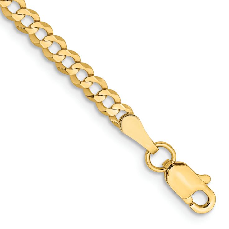 10k Yellow Gold 3.1mm Flat Cuban Link Bracelet